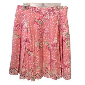 Lilly Pulitzer Ingrid Skirt in Pulitzers Prize, Pleated Eyelet Women’s Size 10